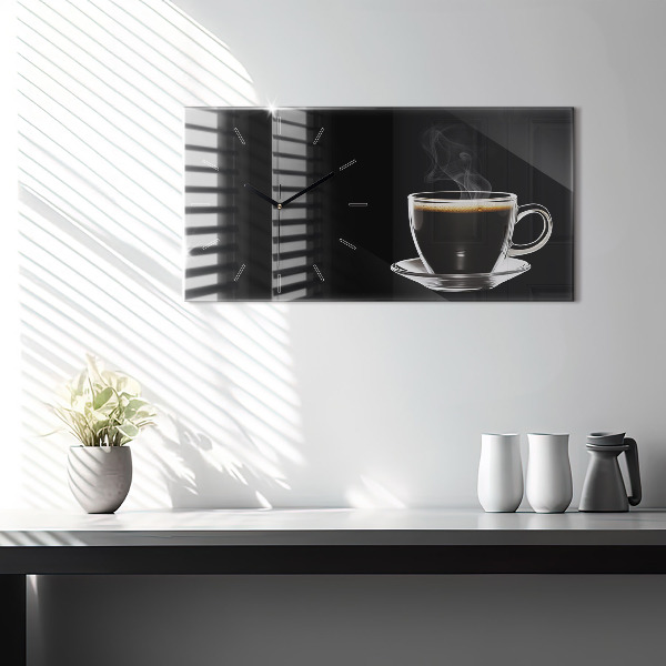 Horizontal wall clock Black coffee