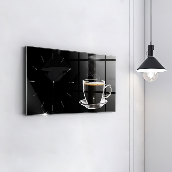 Horizontal wall clock Black coffee