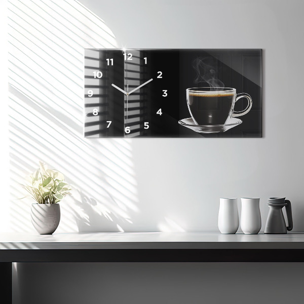 Horizontal wall clock Black coffee