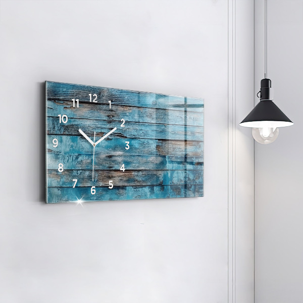 Horizontal wall clock Blue boards