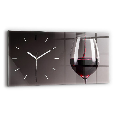Horizontal wall clock A glass of red wine