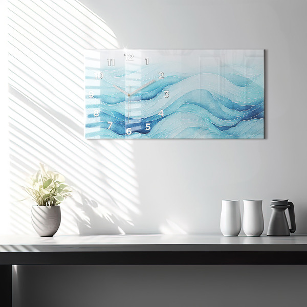 Horizontal wall clock Blue clouds