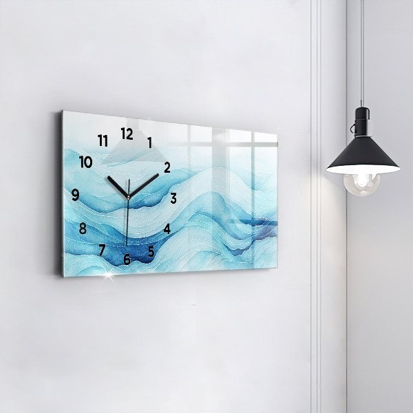 Horizontal wall clock Blue clouds