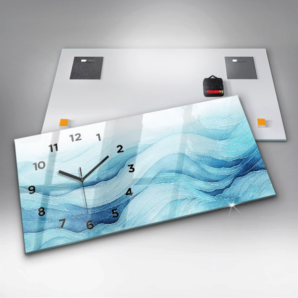 Horizontal wall clock Blue clouds