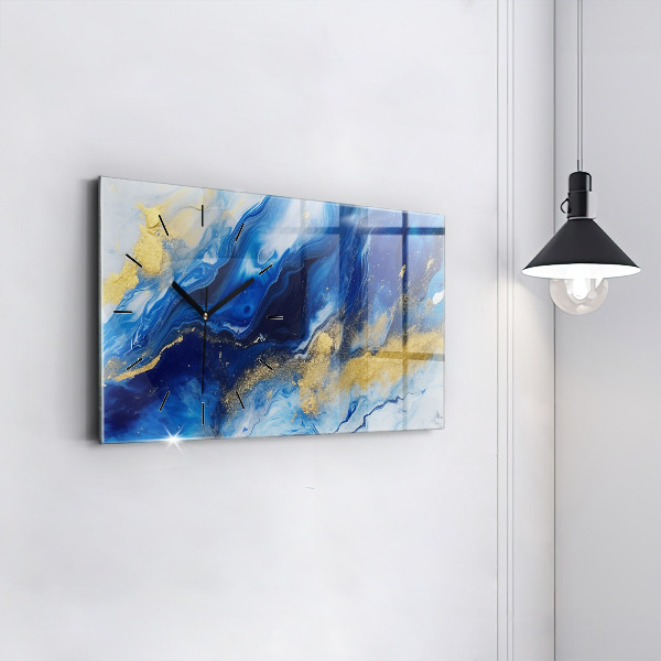 Horizontal wall clock Blue marble