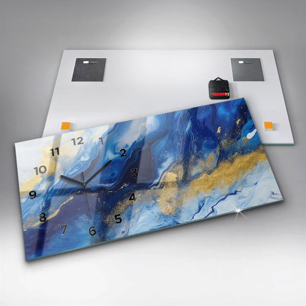 Horizontal wall clock Blue marble