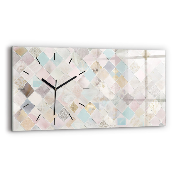 Horizontal wall clock Colored tiles