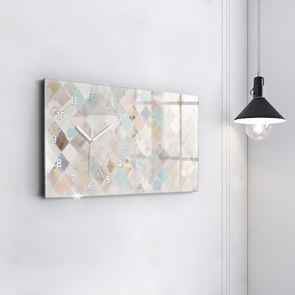 Horizontal wall clock Colored tiles