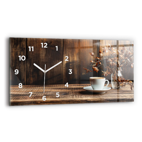 Horizontal wall clock A cup of coffee
