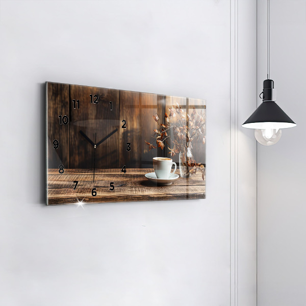 Horizontal wall clock A cup of coffee