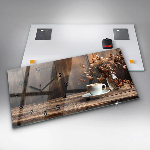 Horizontal wall clock A cup of coffee
