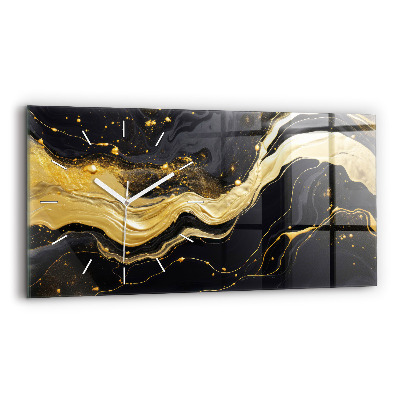 Horizontal wall clock Gold marble