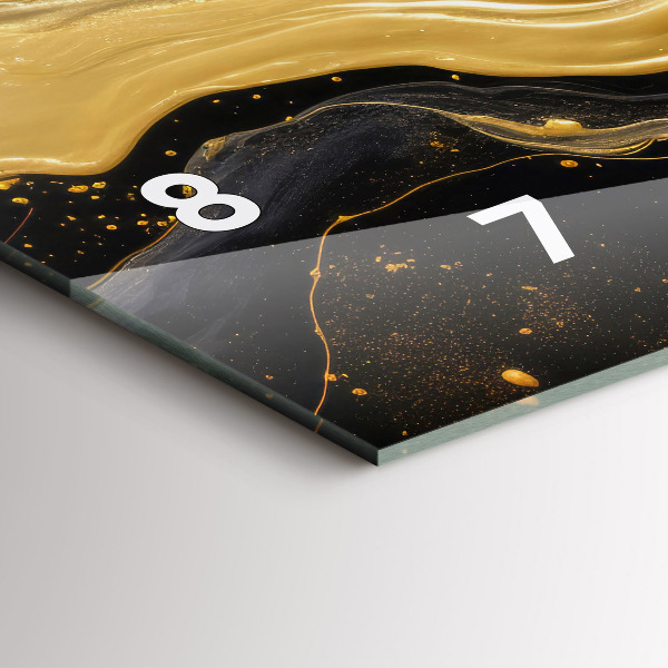 Horizontal wall clock Gold marble