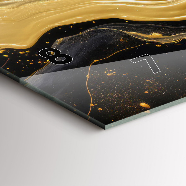 Horizontal wall clock Gold marble