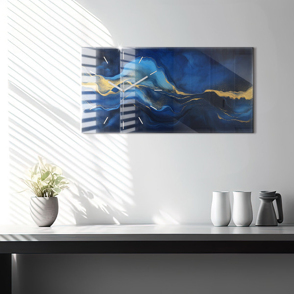 Horizontal wall clock Blue marble