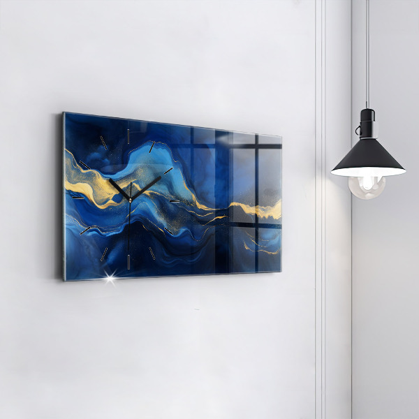 Horizontal wall clock Blue marble