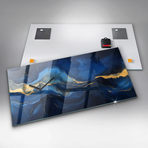 Horizontal wall clock Blue marble