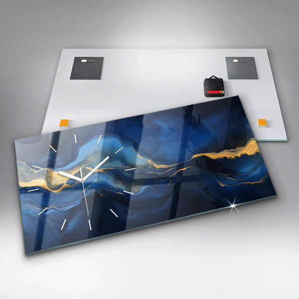 Horizontal wall clock Blue marble