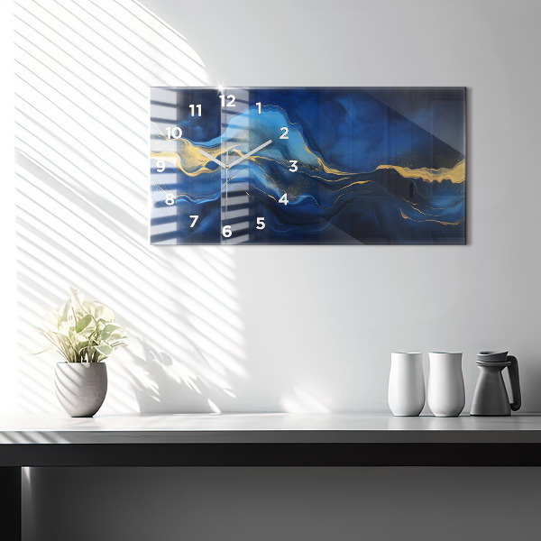 Horizontal wall clock Blue marble