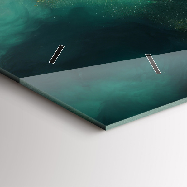 Horizontal wall clock Green marble