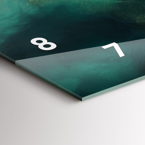 Horizontal wall clock Green marble