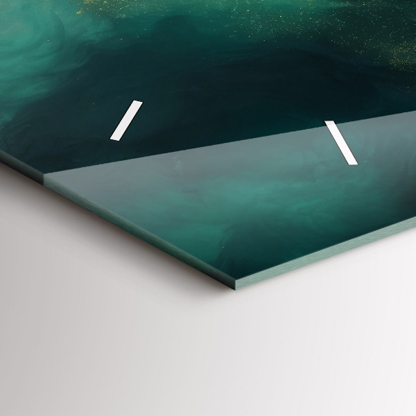 Horizontal wall clock Green marble