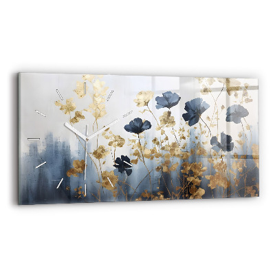 Horizontal wall clock Abstract flowers