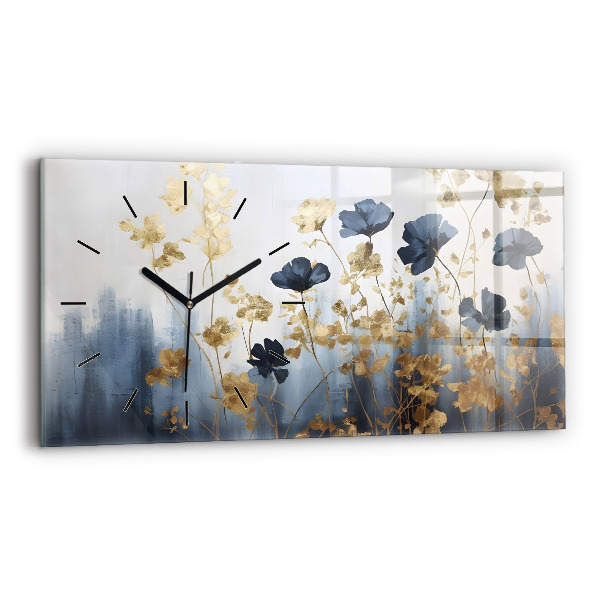 Horizontal wall clock Abstract flowers