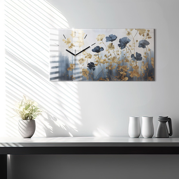 Horizontal wall clock Abstract flowers