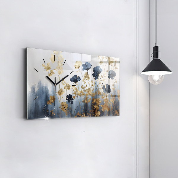 Horizontal wall clock Abstract flowers