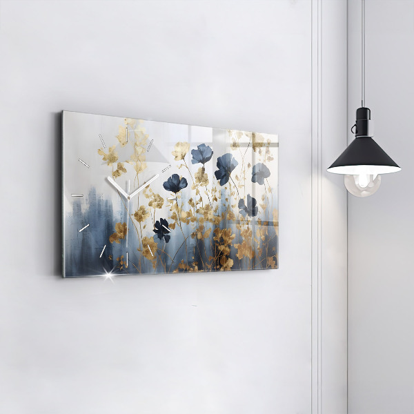 Horizontal wall clock Abstract flowers