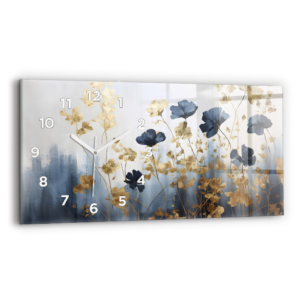 Horizontal wall clock Abstract flowers