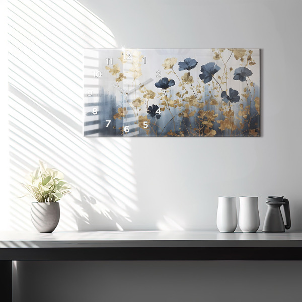 Horizontal wall clock Abstract flowers