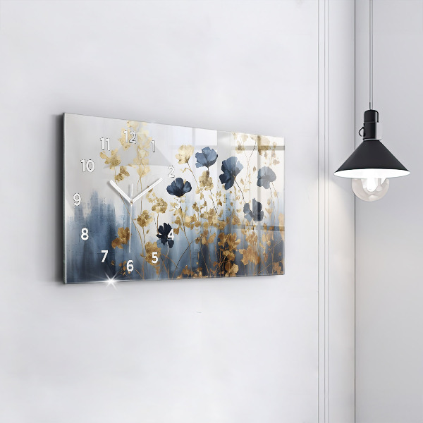 Horizontal wall clock Abstract flowers