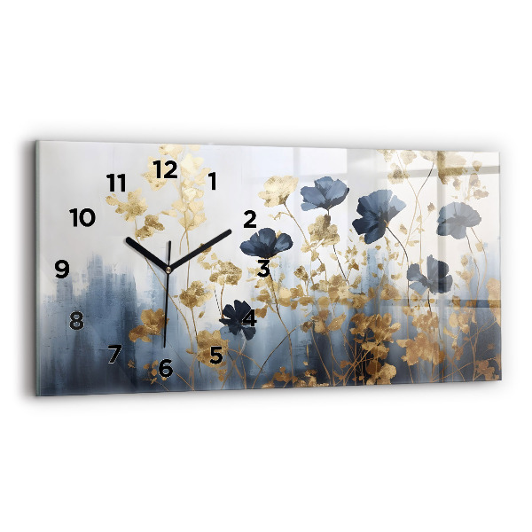 Horizontal wall clock Abstract flowers