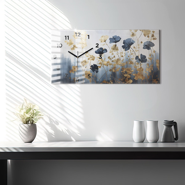 Horizontal wall clock Abstract flowers