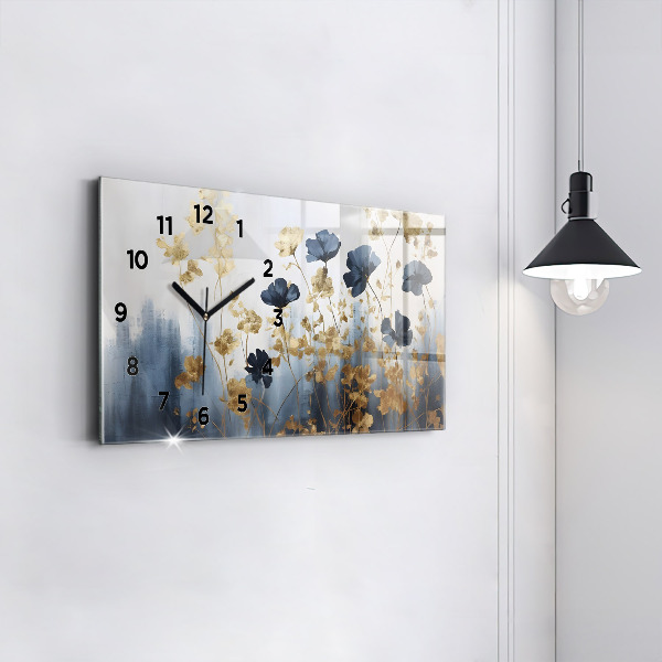 Horizontal wall clock Abstract flowers