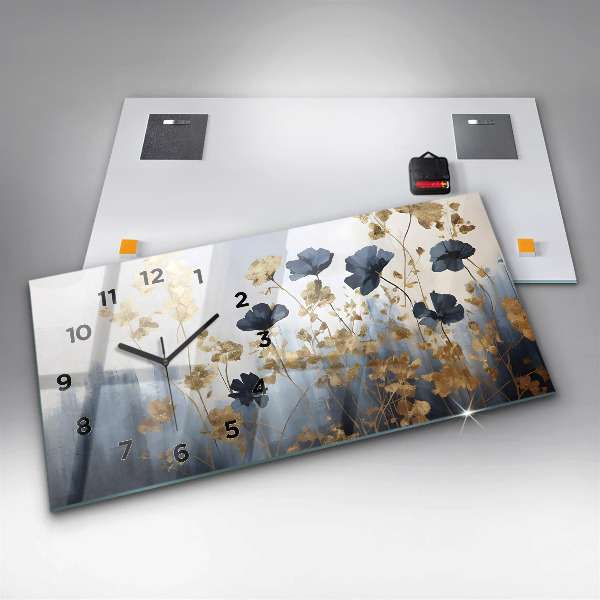 Horizontal wall clock Abstract flowers