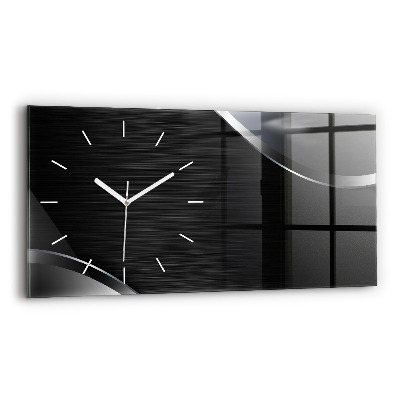 Horizontal wall clock Black and silver lines