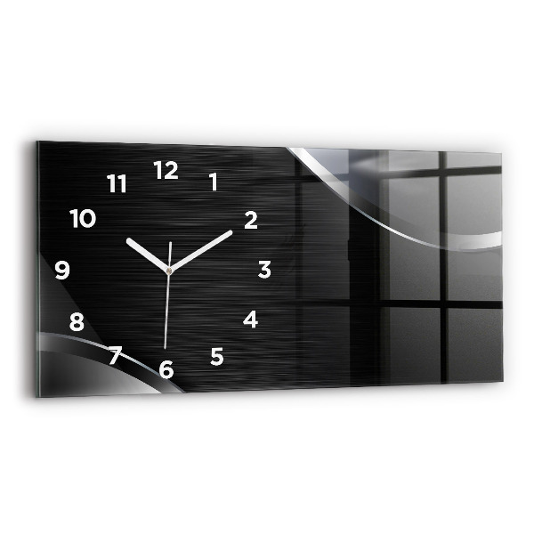 Horizontal wall clock Black and silver lines