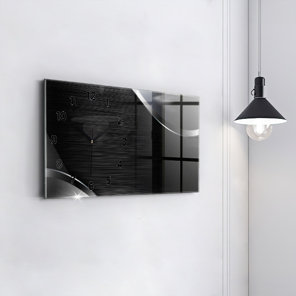 Horizontal wall clock Black and silver lines