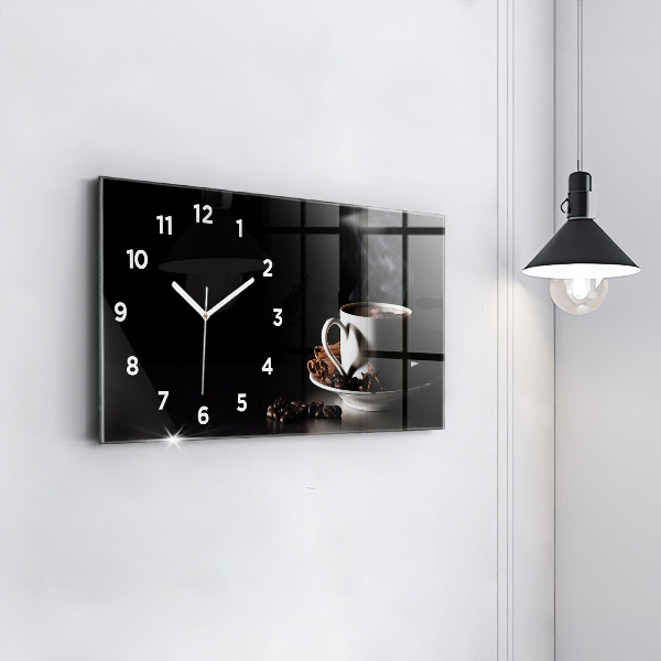 Horizontal wall clock A cup of coffee