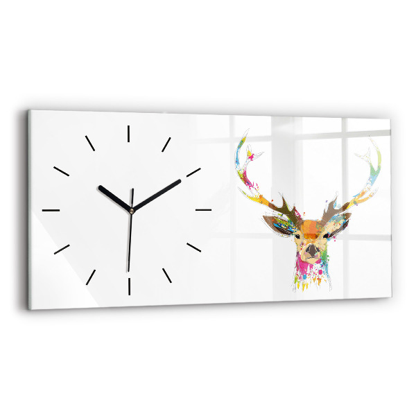 Horizontal wall clock Colorful deer head