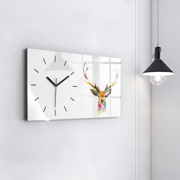 Horizontal wall clock Colorful deer head