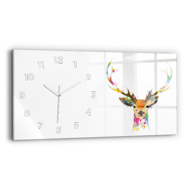 Horizontal wall clock Colorful deer head