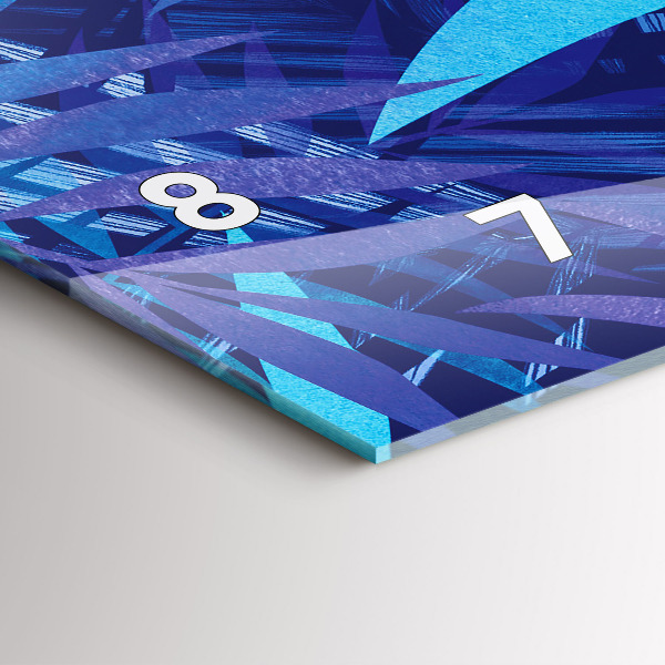 Horizontal wall clock Blue leaves