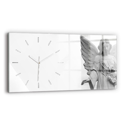 Horizontal wall clock Sculpture of an angel with wings