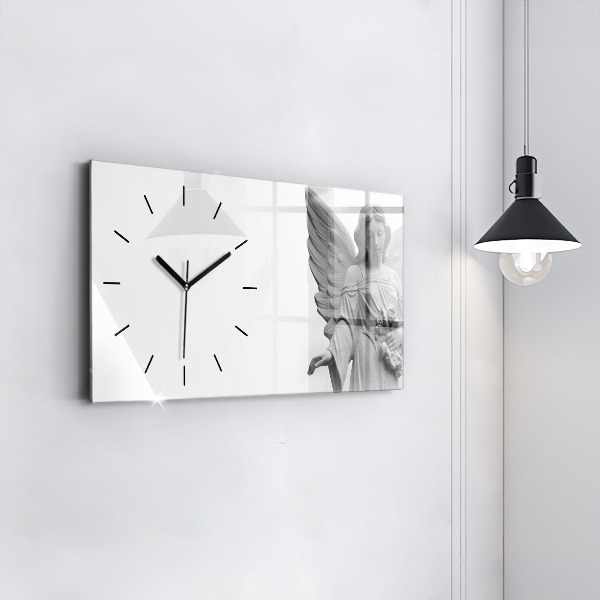 Horizontal wall clock Sculpture of an angel with wings