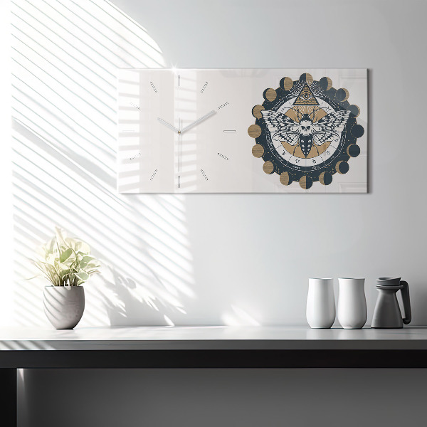 Horizontal wall clock Moon Phases and the Eye