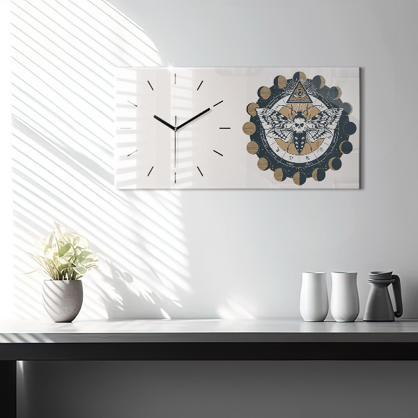 Horizontal wall clock Moon Phases and the Eye